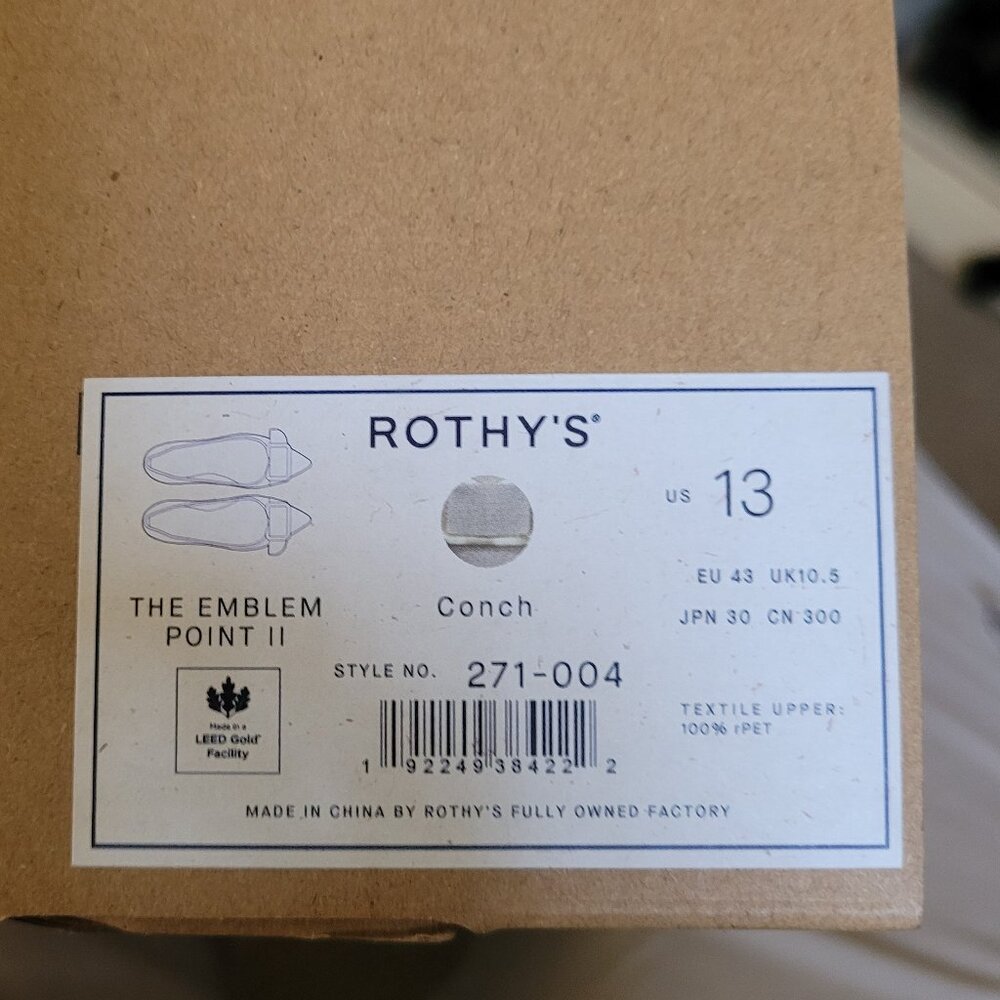 Rothys Conch Emblem point II flats in women's size 13
